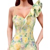 image:imageVFSHOW Womens Ruffle One Shoulder Formal Prom Gala Maxi Dress Evening GownYellow and Multi Floral Print