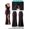 image:imageVFSHOW Womens Ruffle One Shoulder Wedding Formal Prom Evening Maxi DressBlack With Purple Metallic Stitching
