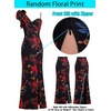image:imageVFSHOW Womens Ruffle One Shoulder Wedding Formal Prom Evening Maxi DressBlack and Red Floral Print
