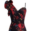 image:imageVFSHOW Womens Ruffle One Shoulder Wedding Formal Prom Evening Maxi DressBlack and Red Floral Print
