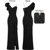 image:imageVFSHOW Womens Ruffle One Shoulder Wedding Formal Prom Evening Maxi DressSparkly Black