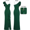image:imageVFSHOW Womens Ruffle One Shoulder Wedding Formal Prom Evening Maxi DressSparkly Dark Green