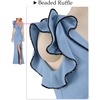 image:imageVFSHOW Womens Ruffle One Shoulder Wedding Formal Prom Evening Maxi DressSparkly Dusty Blue