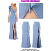 image:imageVFSHOW Womens Ruffle One Shoulder Wedding Formal Prom Evening Maxi DressSparkly Dusty Blue