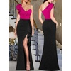 image:imageVFSHOW Womens Ruffle One Shoulder Wedding Formal Prom Evening Maxi DressSparkly Hot Pink and Black