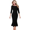 image:imageVFSHOW Womens Vintage Elegant Cocktail Party Bodycon Mermaid Midi DressesBlack