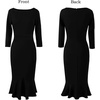 image:imageVFSHOW Womens Vintage Elegant Cocktail Party Bodycon Mermaid Midi DressesBlack