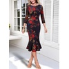 image:imageVFSHOW Womens Vintage Elegant Cocktail Party Bodycon Mermaid Midi DressesBlack With Red Floral Print