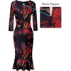 image:imageVFSHOW Womens Vintage Elegant Cocktail Party Bodycon Mermaid Midi DressesBlack With Red Floral Print