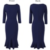 image:imageVFSHOW Womens Vintage Elegant Cocktail Party Bodycon Mermaid Midi DressesNavy Blue