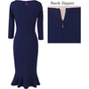 image:imageVFSHOW Womens Vintage Elegant Cocktail Party Bodycon Mermaid Midi DressesNavy Blue