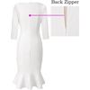 image:imageVFSHOW Womens Vintage Elegant Cocktail Party Bodycon Mermaid Midi DressesOffwhiteIvory