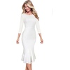 image:imageVFSHOW Womens Vintage Elegant Cocktail Party Bodycon Mermaid Midi DressesOffwhiteIvory