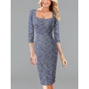 image:imageVFSHOW Womens Vintage Square Neck Work Office Business Casual Bodycon DressBlue Tweed