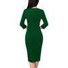 image:imageVFSHOW Womens Vintage Square Neck Work Office Business Casual Bodycon DressGreen