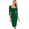 image:imageVFSHOW Womens Vintage Square Neck Work Office Business Casual Bodycon DressGreen