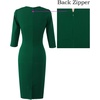 image:imageVFSHOW Womens Vintage Square Neck Work Office Business Casual Bodycon DressGreen