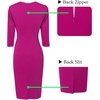image:imageVFSHOW Womens Vintage Square Neck Work Office Business Casual Bodycon DressHot Pink