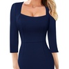 image:imageVFSHOW Womens Vintage Square Neck Work Office Business Casual Bodycon DressNavy Blue
