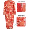 image:imageVFSHOW Womens Vintage Square Neck Work Office Business Casual Bodycon DressOrange Floral Print