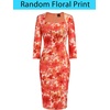 image:imageVFSHOW Womens Vintage Square Neck Work Office Business Casual Bodycon DressOrange Floral Print