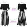 image:imageVFSHOW Womens Work Business Casual Church Pockets Belted ALine Midi DressBlack and White Striped Version B