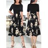 image:imageVFSHOW Womens Work Business Casual Church Pockets Belted ALine Midi DressBlackfloral Prints