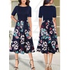 image:imageVFSHOW Womens Work Business Casual Church Pockets Belted ALine Midi DressNavy Blue  Multi Floral Print