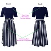 image:imageVFSHOW Womens Work Business Casual Church Pockets Belted ALine Midi DressNavy Blue and White Striped Version C