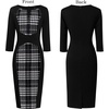 image:imageVFSHOW Womens Work Business Office Zipper Up Slim Bodycon Sheath DressBlack Houndstooth Plaid