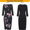 image:imageVFSHOW Womens Work Business Office Zipper Up Slim Bodycon Sheath DressBlack Multi Floral Print