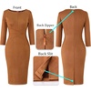 image:imageVFSHOW Womens Work Business Office Zipper Up Slim Bodycon Sheath DressBrown Suede