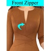 image:imageVFSHOW Womens Work Business Office Zipper Up Slim Bodycon Sheath DressBrown Suede
