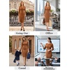 image:imageVFSHOW Womens Work Business Office Zipper Up Slim Bodycon Sheath DressBrown Suede