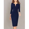 image:imageVFSHOW Womens Work Business Office Zipper Up Slim Bodycon Sheath DressDark Blue