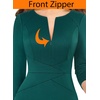 image:imageVFSHOW Womens Work Business Office Zipper Up Slim Bodycon Sheath DressDark Green