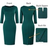 image:imageVFSHOW Womens Work Business Office Zipper Up Slim Bodycon Sheath DressDark Green
