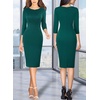image:imageVFSHOW Womens Work Business Office Zipper Up Slim Bodycon Sheath DressDark Green