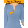image:imageVFSHOW Womens Work Business Office Zipper Up Slim Bodycon Sheath DressDusty Blue