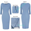 image:imageVFSHOW Womens Work Business Office Zipper Up Slim Bodycon Sheath DressDusty Blue