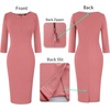 image:imageVFSHOW Womens Work Business Office Zipper Up Slim Bodycon Sheath DressDusty Pink