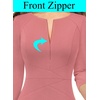 image:imageVFSHOW Womens Work Business Office Zipper Up Slim Bodycon Sheath DressDusty Pink