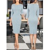 image:imageVFSHOW Womens Work Business Office Zipper Up Slim Bodycon Sheath DressLight Blue Tweed