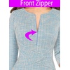image:imageVFSHOW Womens Work Business Office Zipper Up Slim Bodycon Sheath DressLight Blue Tweed