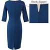 image:imageVFSHOW Womens Work Business Office Zipper Up Slim Bodycon Sheath DressPeacock Blue
