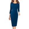 image:imageVFSHOW Womens Work Business Office Zipper Up Slim Bodycon Sheath DressPeacock Blue