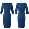 image:imageVFSHOW Womens Work Business Office Zipper Up Slim Bodycon Sheath DressPeacock Blue
