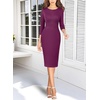image:imageVFSHOW Womens Work Business Office Zipper Up Slim Bodycon Sheath DressPlum Purple