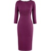 image:imageVFSHOW Womens Work Business Office Zipper Up Slim Bodycon Sheath DressPlum Purple