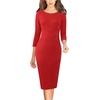 image:imageVFSHOW Womens Work Business Office Zipper Up Slim Bodycon Sheath DressRed